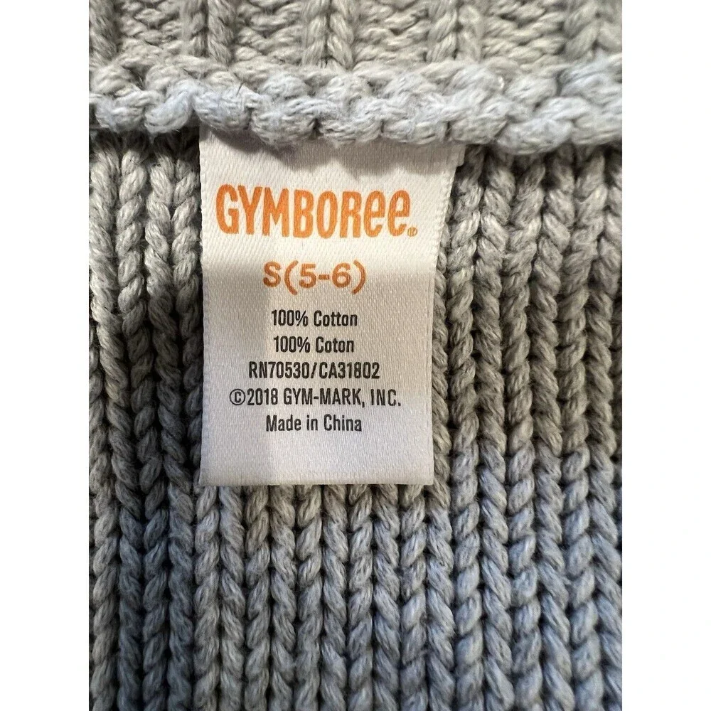 Gymboree Girls Open Knit Grey Sweater Cardigan 100% Cotton Small 5/6